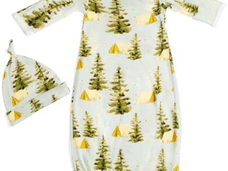 Bamboo Newborn Gown & Hat Set - Camping Sale