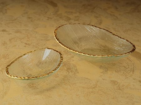 Textured Glass Round Trays with Gold Rim Discount