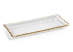 Textured Glass Rectangular Trays with Gold Rim Hot on Sale