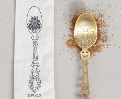 Etched Brass Spoon in Drawstring Bag Cheap